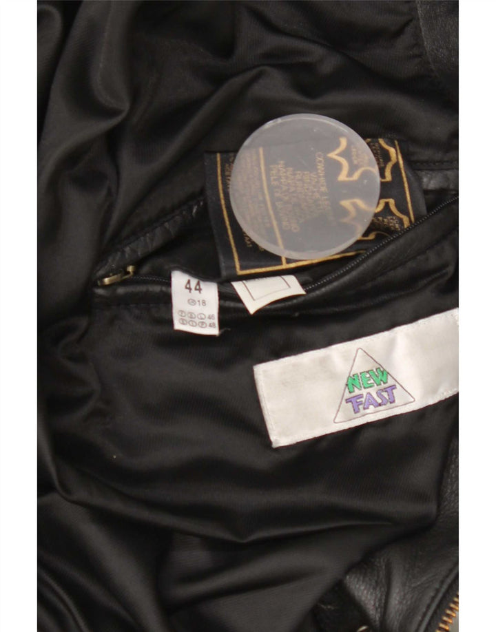 Νέο Fast Γυναικείο Oversized Δερμάτινο Μπουφάν IT 44 Medium Black