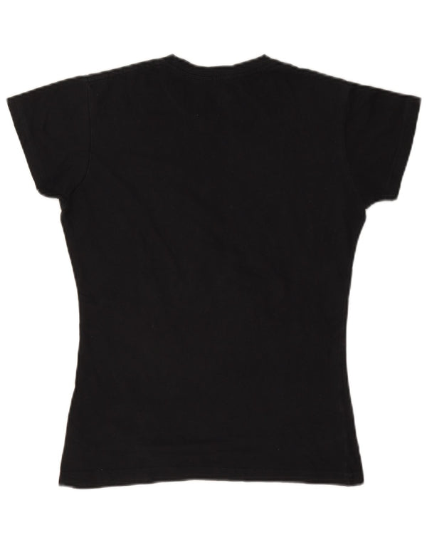 Hard Rock Cafe Damen Amsterdam Graphic T-Shirt Top UK 6 XS Schwarz Baumwolle