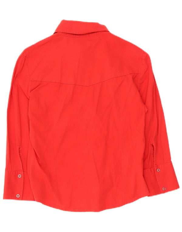 Vintage mujer 3/4 manga camisa blusa Reino Unido 10 pequeño rojo
