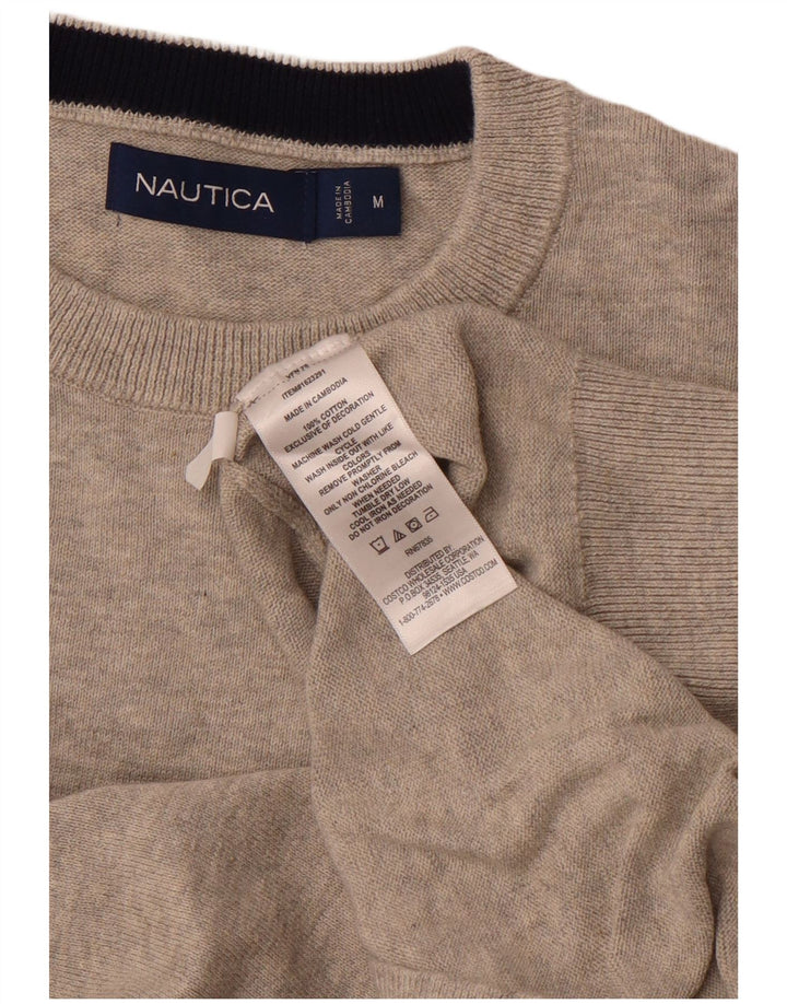 NAUTICA Herren-Pullover mit Rundhalsausschnitt, mittelgraue Baumwolle