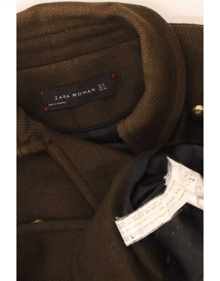 Zara Mujer Chaquetón UK 10 Small Lana Caqui