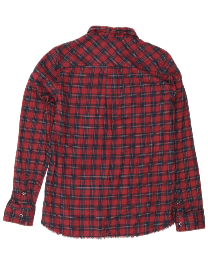 Eddie Bauer Oversized skjorte til kvinder UK 6 XS rød ternet bomuld