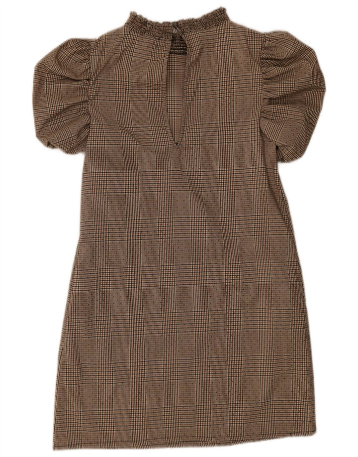 Zara Womens Basic Dress UK 6 XS Beige Houndstooth