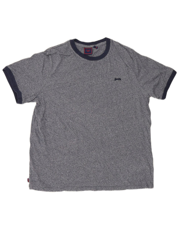Superdry Mens T-Shirt Top 2XL Navy Blue Flecked Cotton