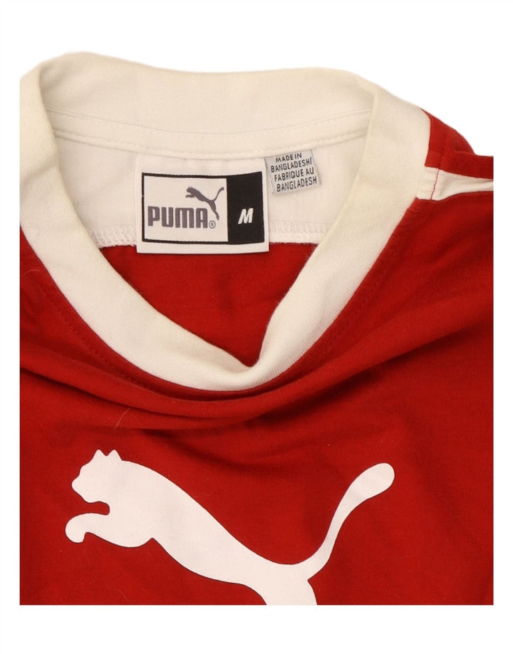 Męska koszulka z grafiką PUMA z długim rękawem i średnim czerwonym kolorem
