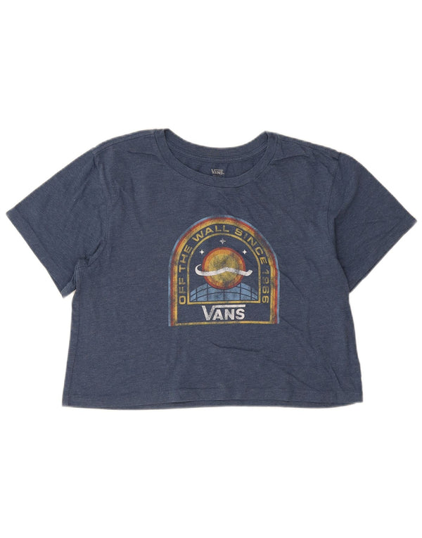 Vans Womens Crop Oversized Graphic T-Shirt Top UK 10 Small Blue