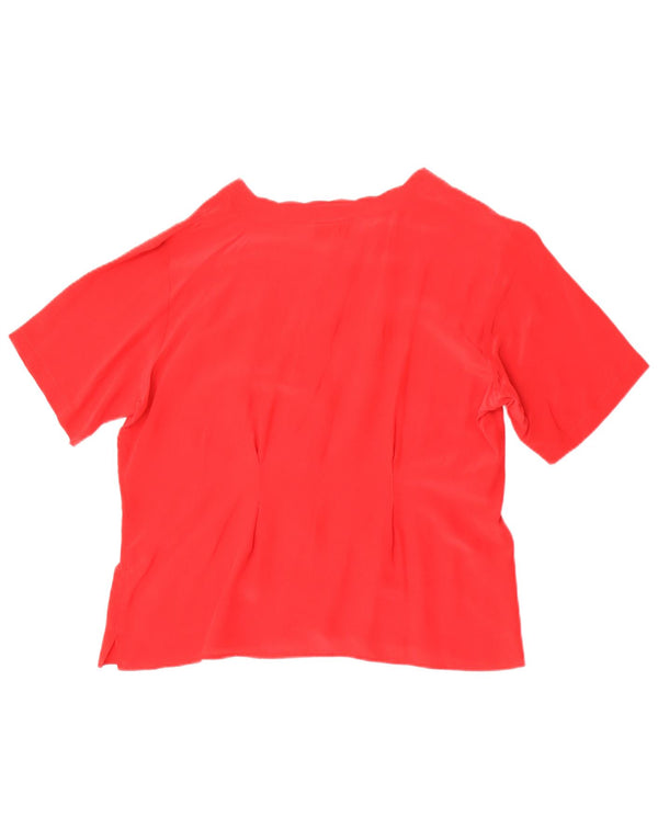 Pura Seta Chemisier à manches courtes pour femme UK 14 Grande soie rouge