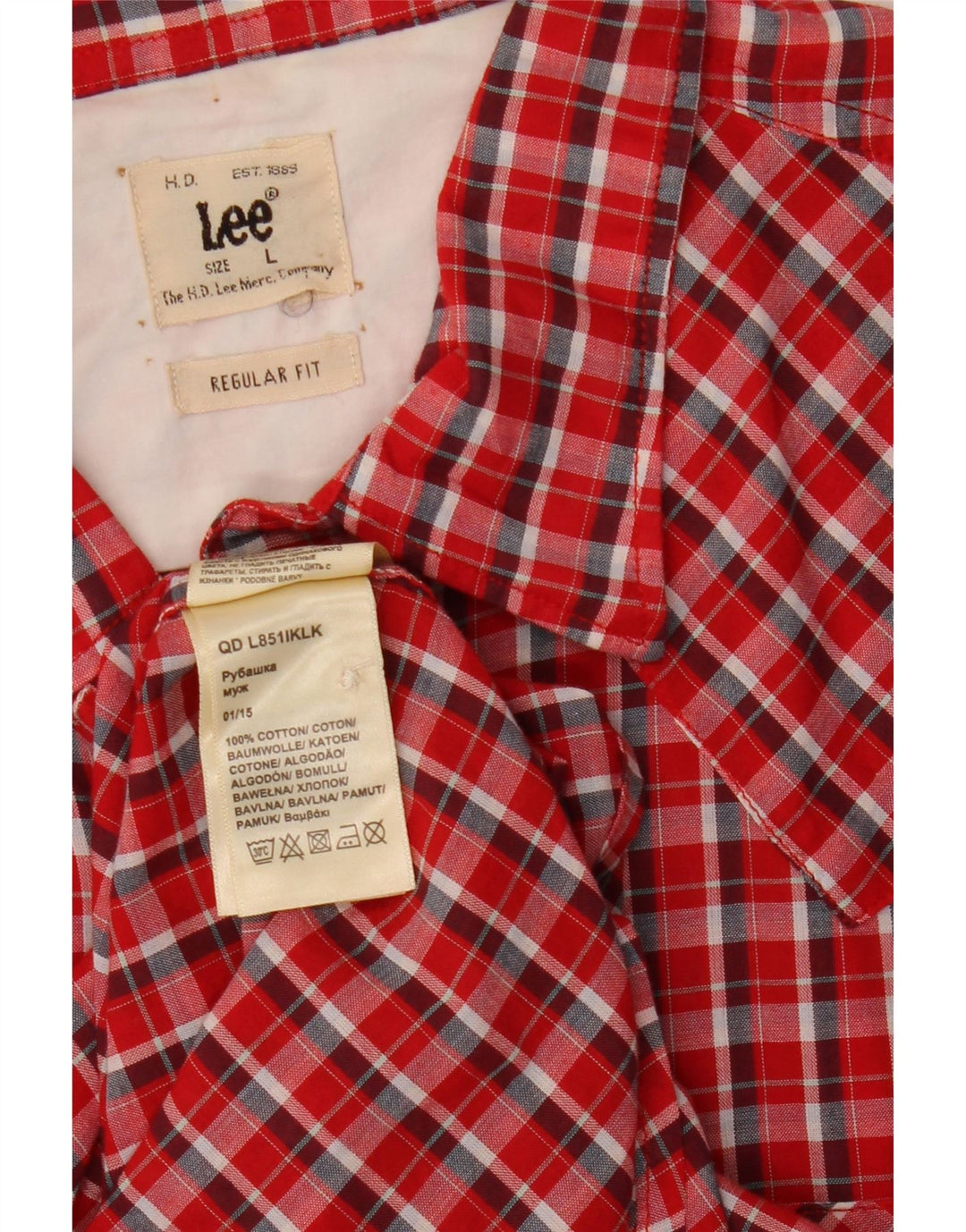 Levi's Mens Regular Fit Shirt Large Red Check Cotton