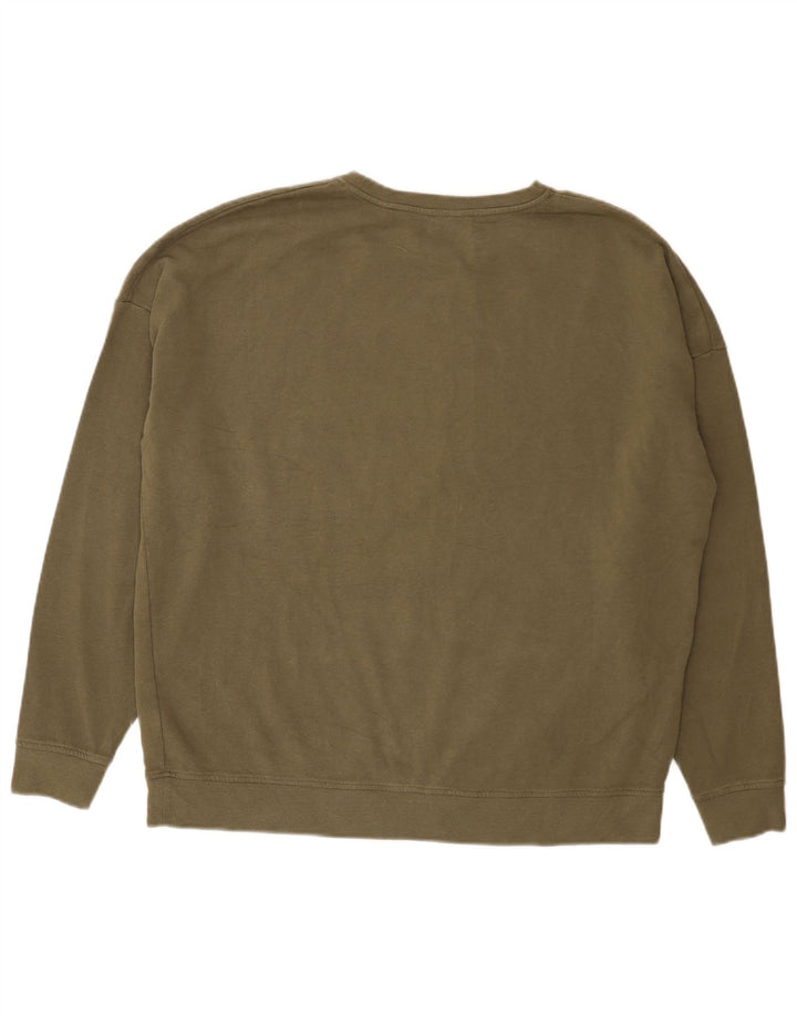 Jack Wills Womens Oversized Sweatshirt Jumper UK 16 Large Khaki Cotton