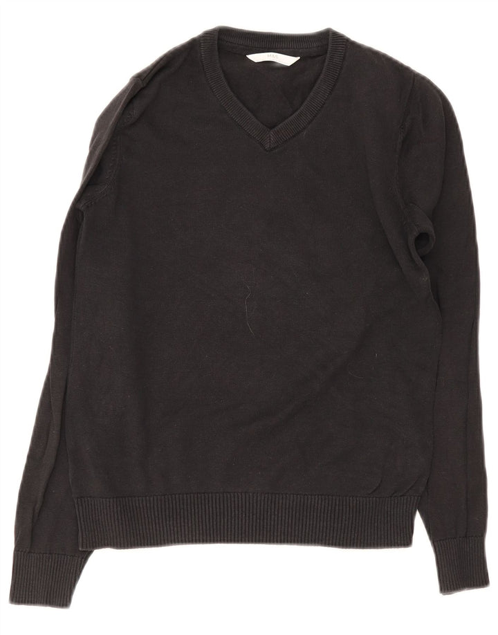 Marks & Spencer Boys V-Neck Jumper Sweater 10-11 Years Black Cotton