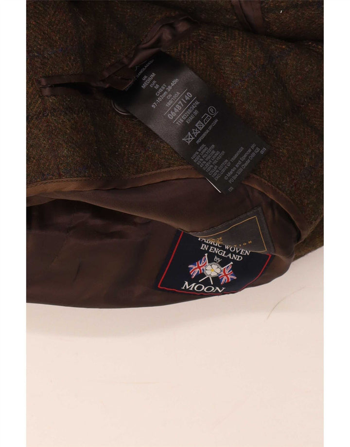 Sobretudo masculino Marks & Spencer UK 38 lã xadrez cáqui médio