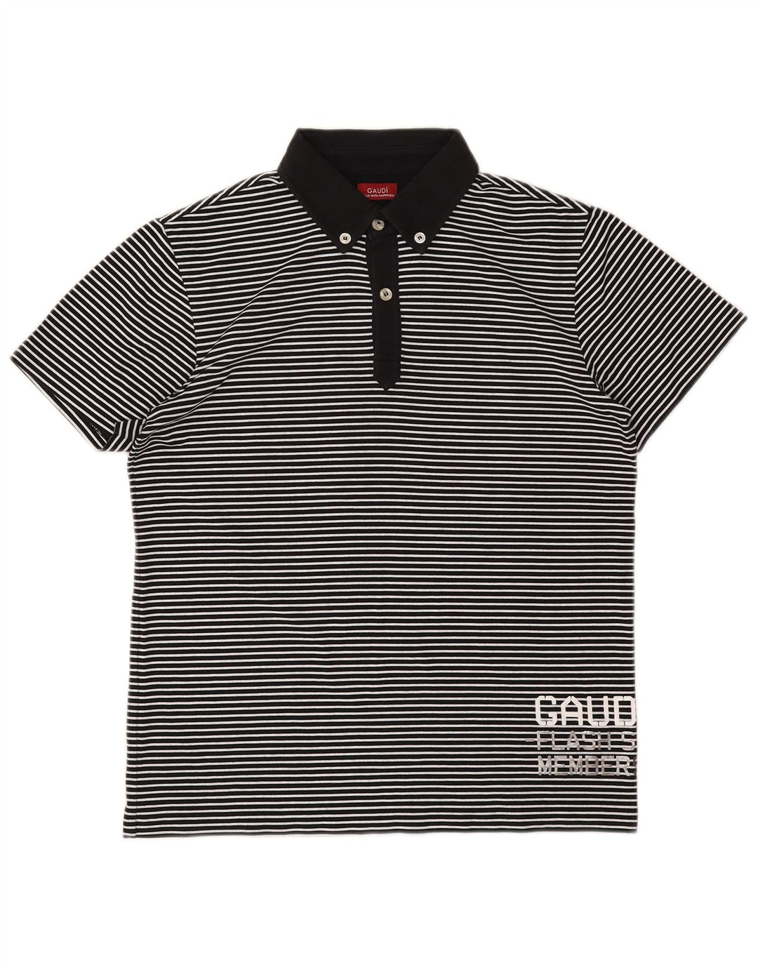 Gaudi Herre grafisk poloshirt Medium Sort nålestribet bomuld