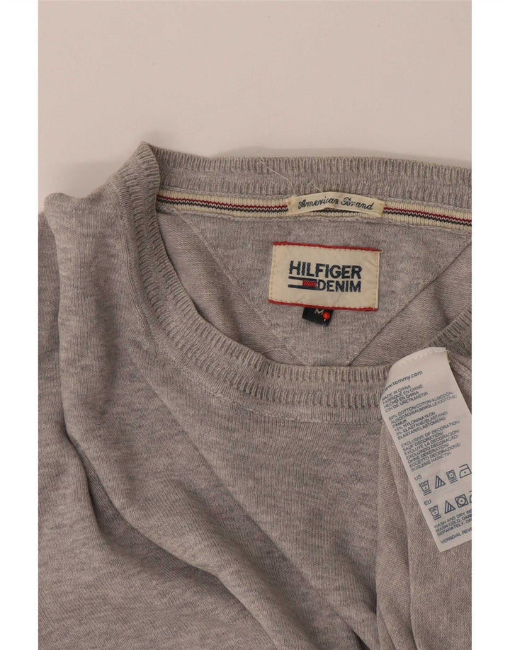 Tommy Hilfiger Mens Crew Neck Jumper Sweater Medium Grey Cotton