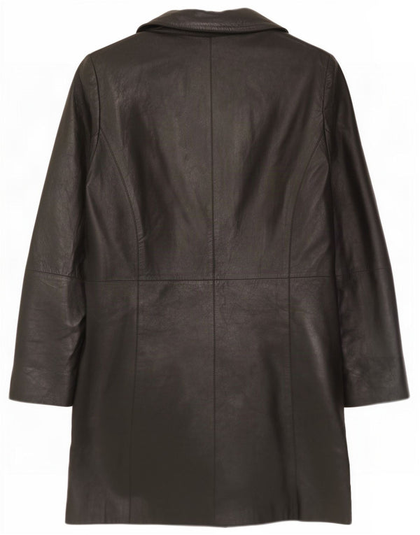 Vintage Womens Leather Coat EU 36 Small Black