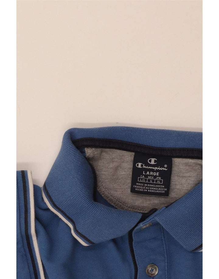 Champion Mens Polo Shirt Large Blue Cotton