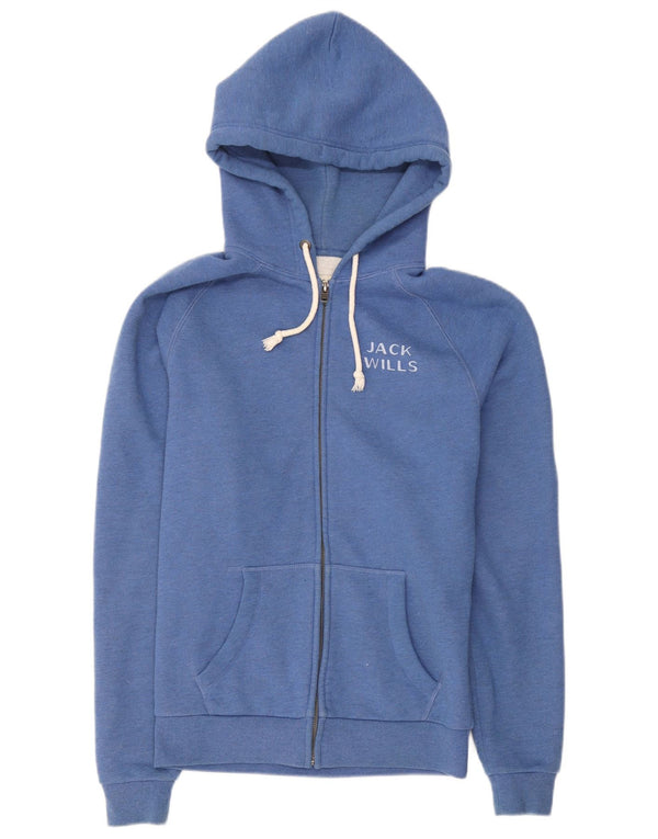 Jack Wills Mens Graphic Zip Hoodie Sweater Small Blue Cotton