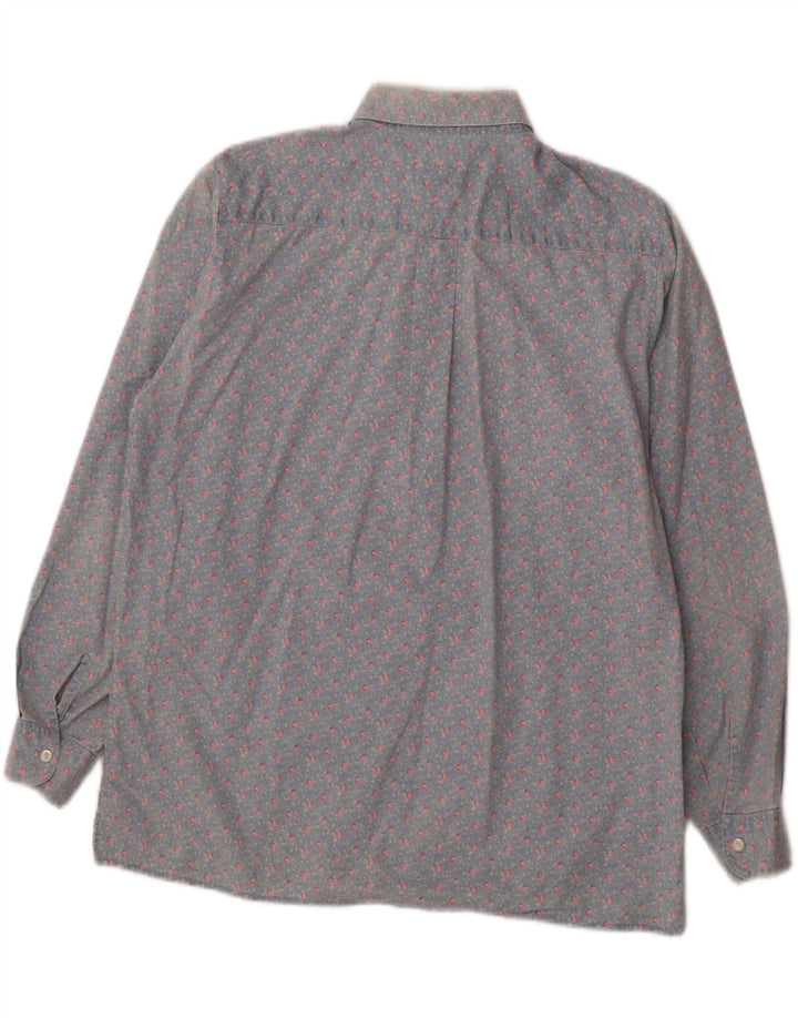 BENETTON Womens Shirt UK 16 Large Blue Floral Vintage Benetton and Second-Hand Benetton from Messina Hembry 