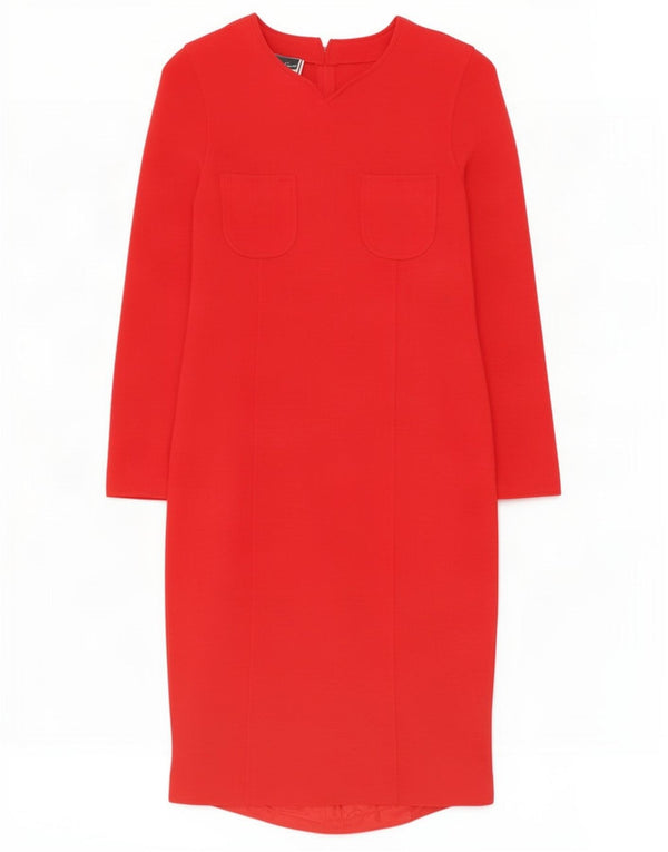 Luisa Spagnoli Damen Langarm-Maxikleid IT 44 Mittelrotes Acetat