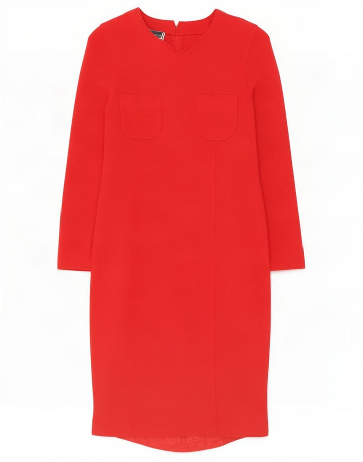 Luisa Spagnoli Damen Langarm-Maxikleid IT 44 Mittelrotes Acetat