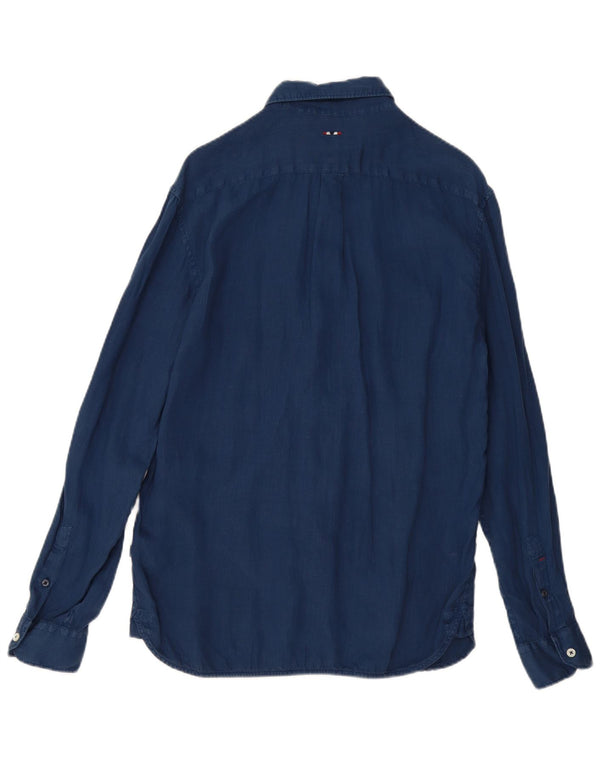 Napapijri Herren-Hemd mit normaler Passform, mittelmarineblaues Leinen