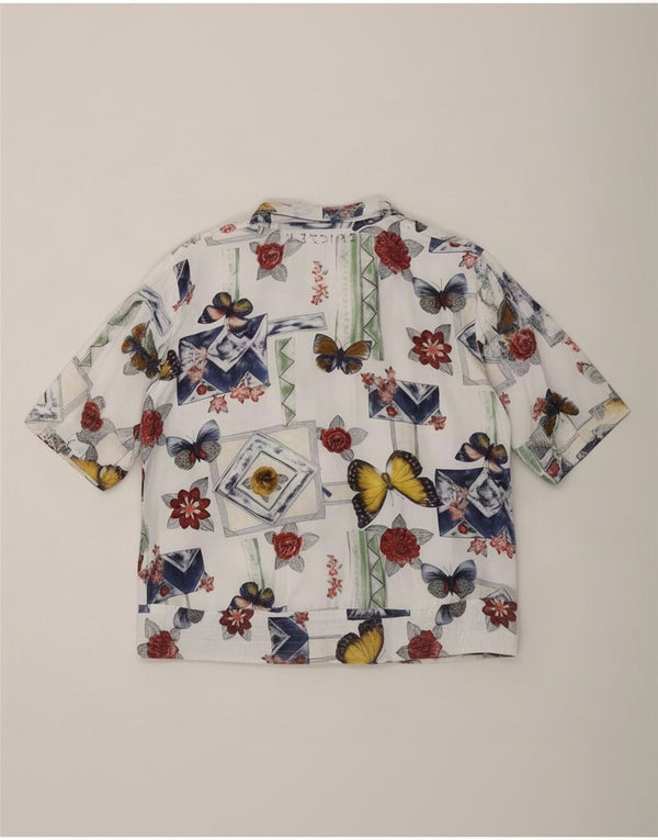 Felicia Womens Short Sleeve Shirt IT 42 Medium White Floral