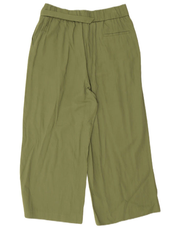 Oasis Dame Højtaljede Brede Ben Capri Bukser UK 12 Medium W28 L22 Grøn