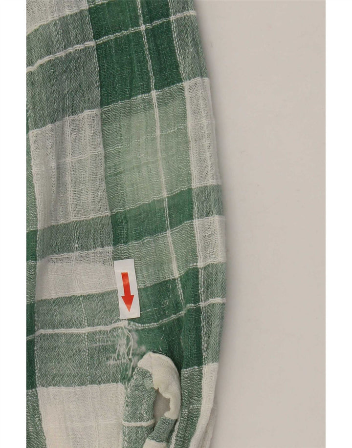 Vintage Damenhemd UK 14 Mittelgrün karierte Baumwolle