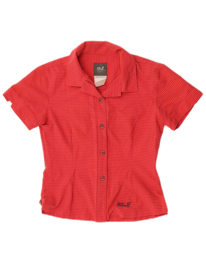 Jack Wolfskin Cămașă cu mânecă scurtă pentru femei UK 8 Small Red Check Poliester