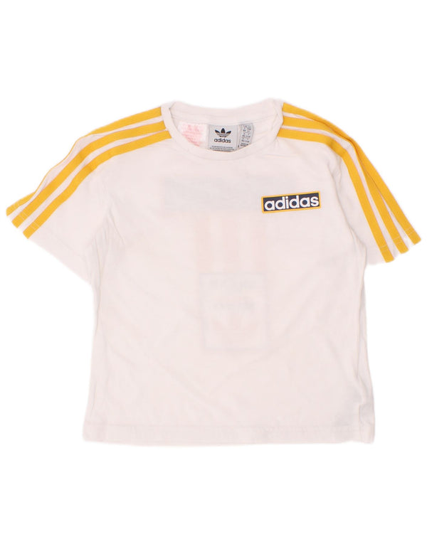 Adidas Boys Graphic T-Shirt Top 3-4 ετών Λευκό βαμβακερό