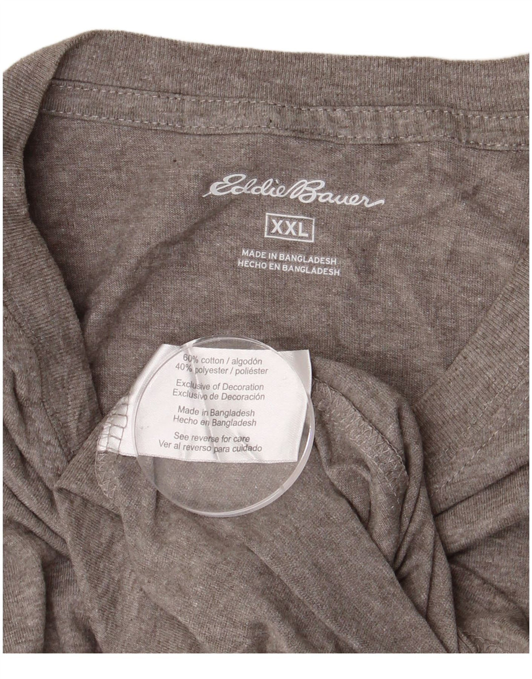 EDDIE BAUER Mens T-Shirt Top 2XL Grey Cotton