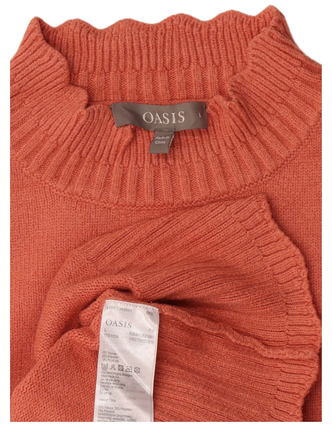 Oasis Womens Turtle Neck Jumper Sweater UK 16 Large Orange Viscose