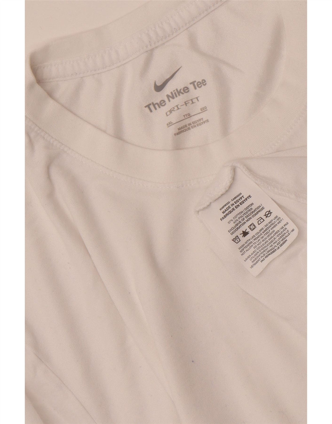 NIKE Mens Dri Fit T-Shirt Top 2XL White Cotton