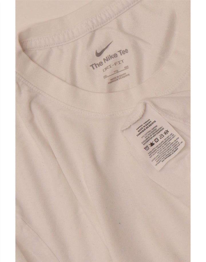 NIKE Mens Dri Fit T-Shirt Top 2XL White Cotton