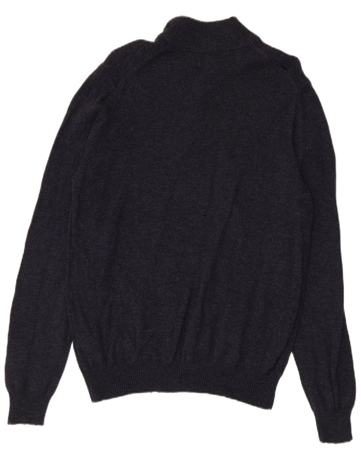 Marks & Spencer Mens Zip Neck Jumper Sweater Medium Navy Blue Flecked