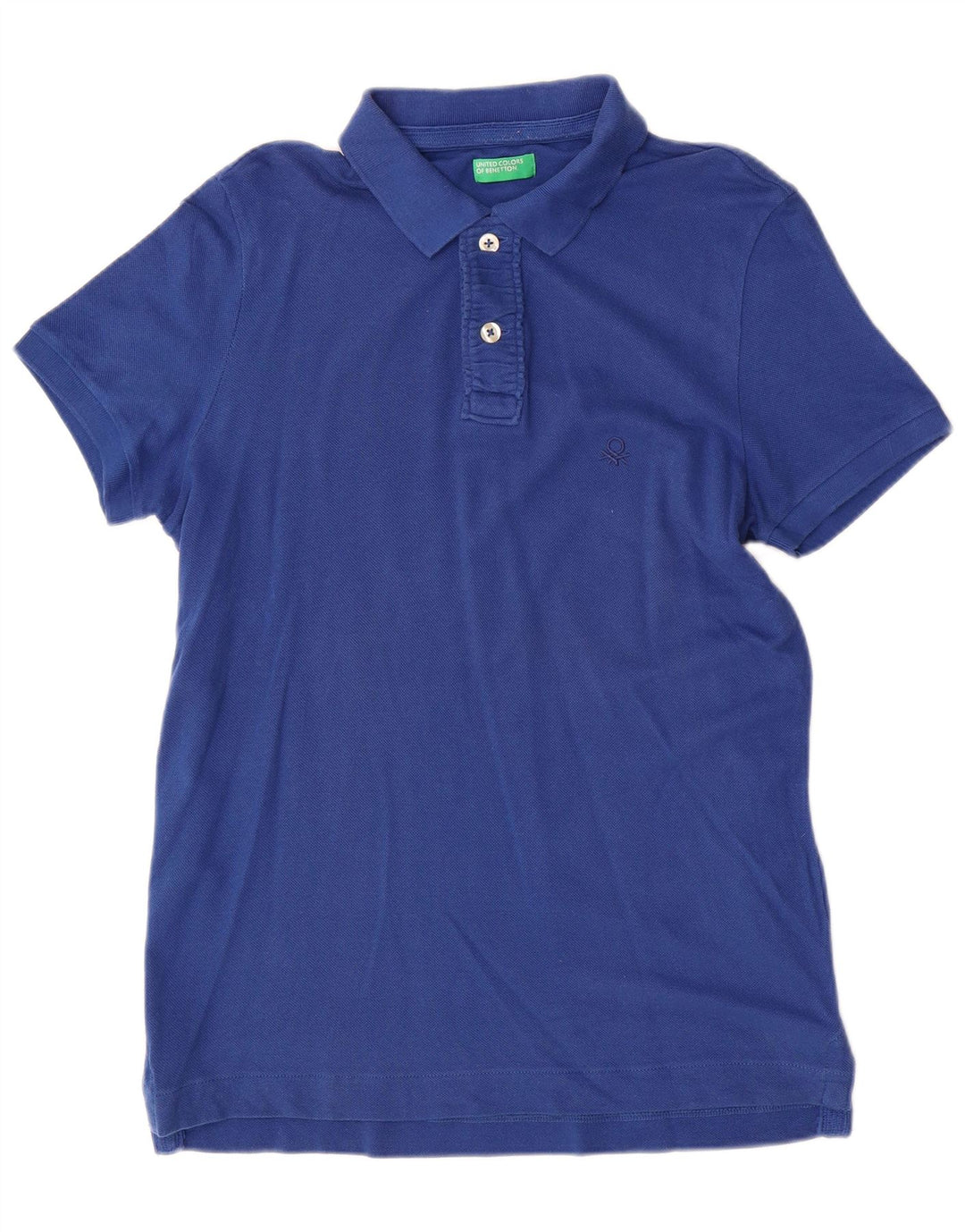 Benetton Mens Polo Shirt Medium Blue Cotton