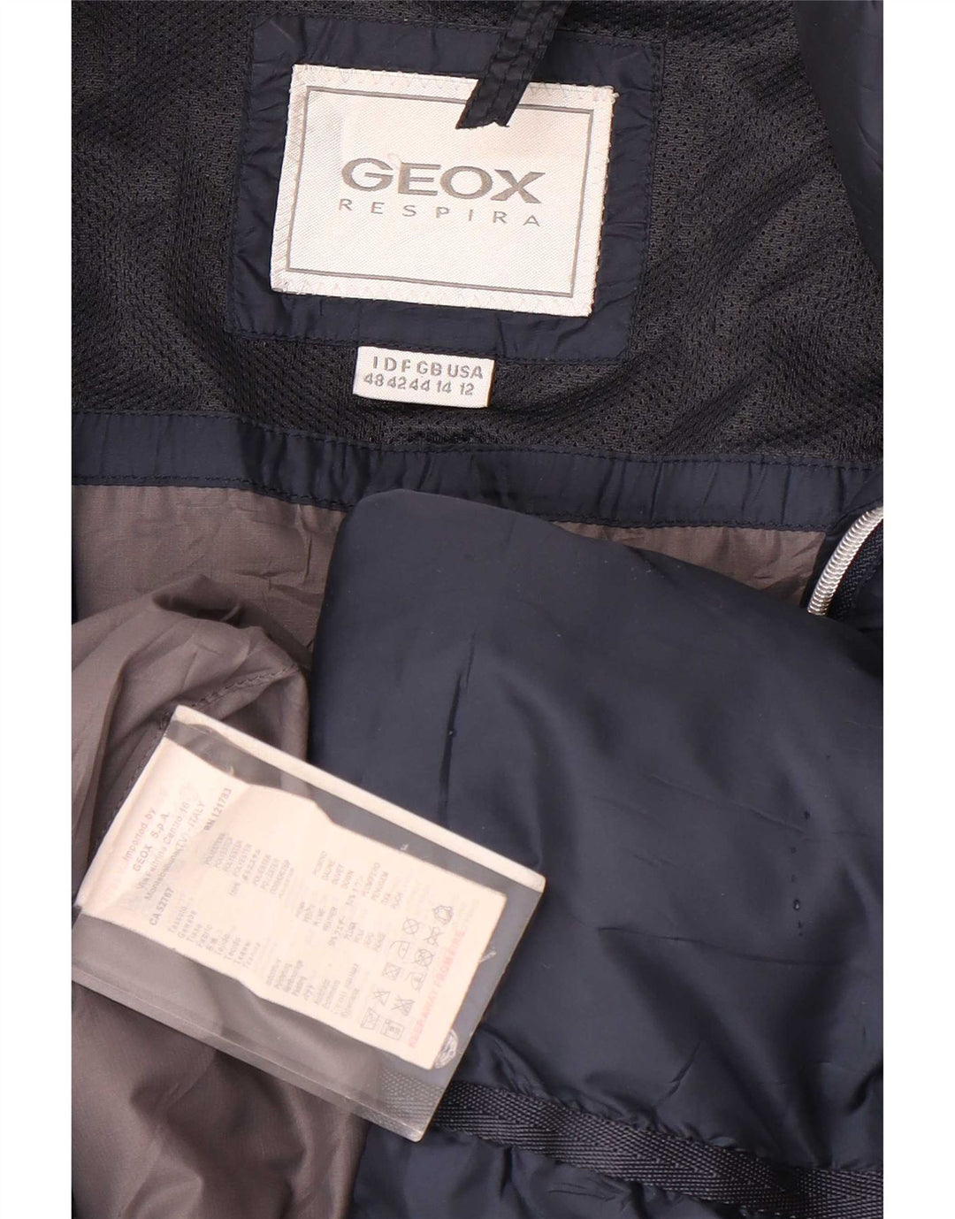 Casaco acolchoado feminino Geox UK 14 grande poliéster azul marinho