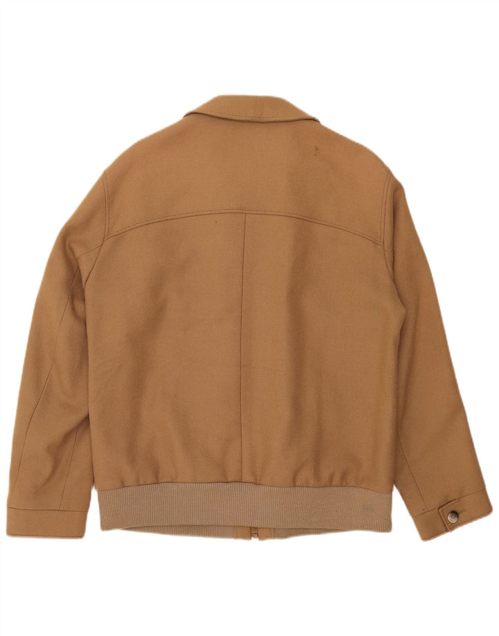 Vintage Mens Bomber Jacket UK 38 Medium Beige Argyle/Diamond Wool