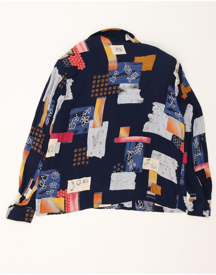 Bluză de cămașă vintage pentru femei, cu tăiere lejeră, IT 42 Medium Patchwork bleumarin