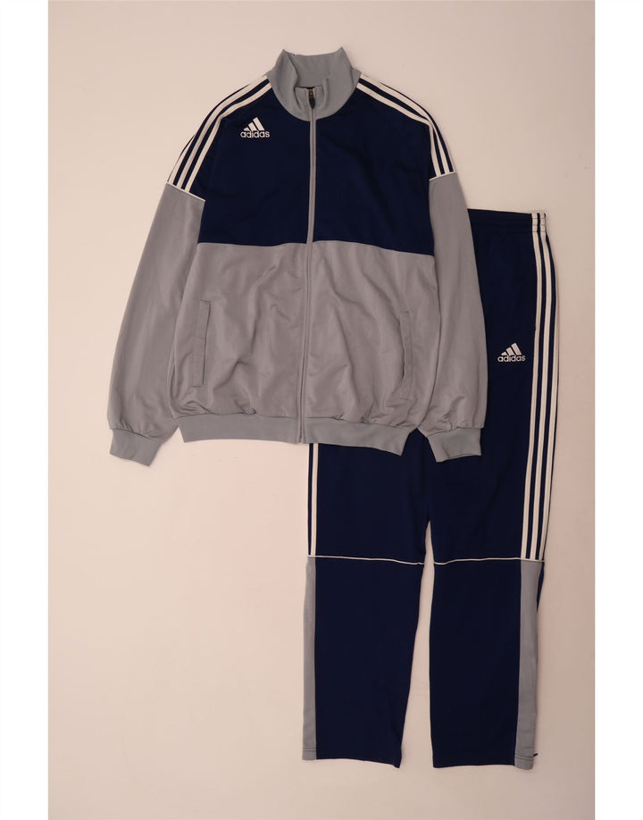 Adidas Survêtement complet pour homme UK 44/46 Large Bleu marine Colourblock Polyester