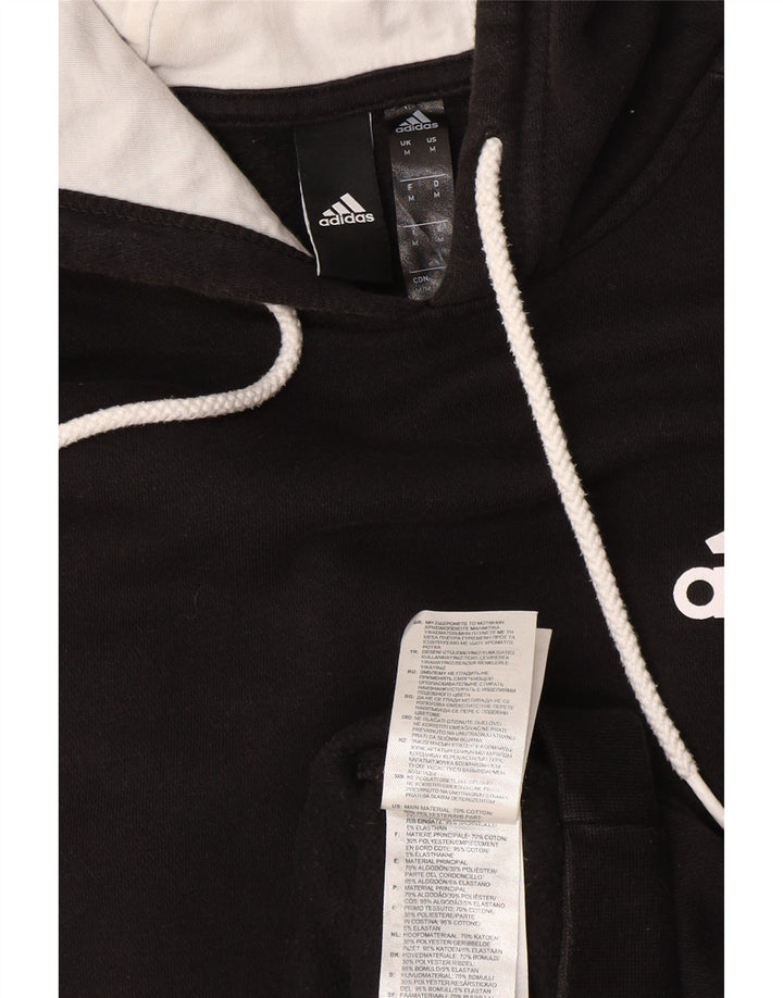 Adidas Mens Hoodie Jumper Medium Black Cotton