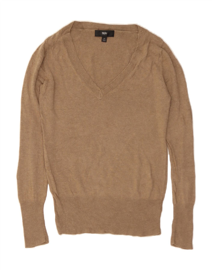 MOSSIMO Womens V-Neck Jumper Sweater UK 10 Small Beige Nylon Vintage Mossimo and Second-Hand Mossimo from Messina Hembry 