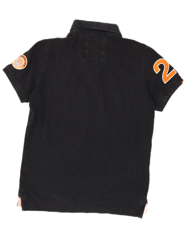 Superdry Mens Graphic Rugby Polo Shirt Large Black Cotton
