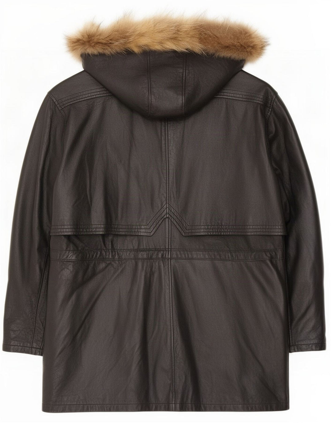 Vintage læderfrakke med hætte til kvinder IT 46 Large Black