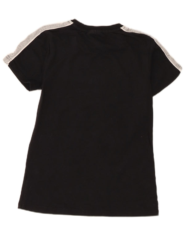 Fila Grafik-T-Shirt für Damen, UK 10, Größe S, Schwarz, Colourblock-Baumwolle