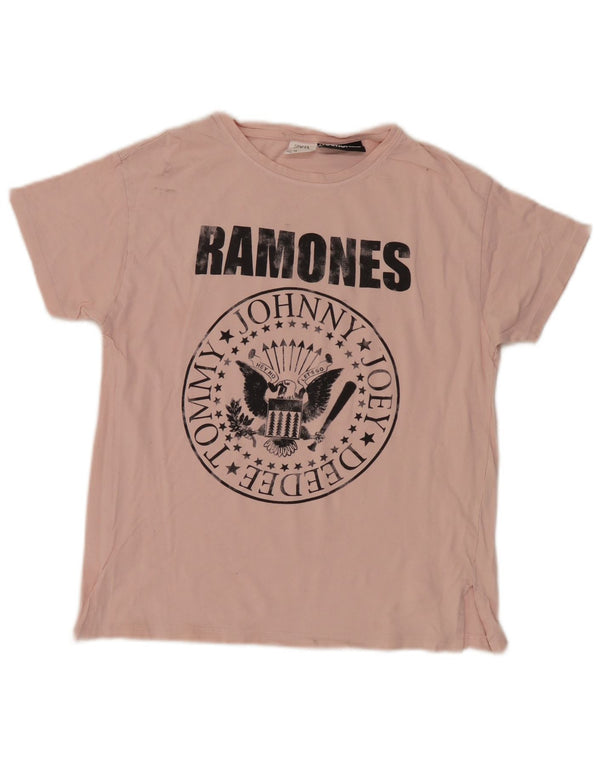 Zara Girls Ramone Grafisk T-Shirt Top 13-14 År Pink Bomuld