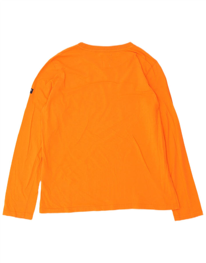 Superdry Womens Graphic Top Long Sleeve UK 12 Medium Orange Cotton