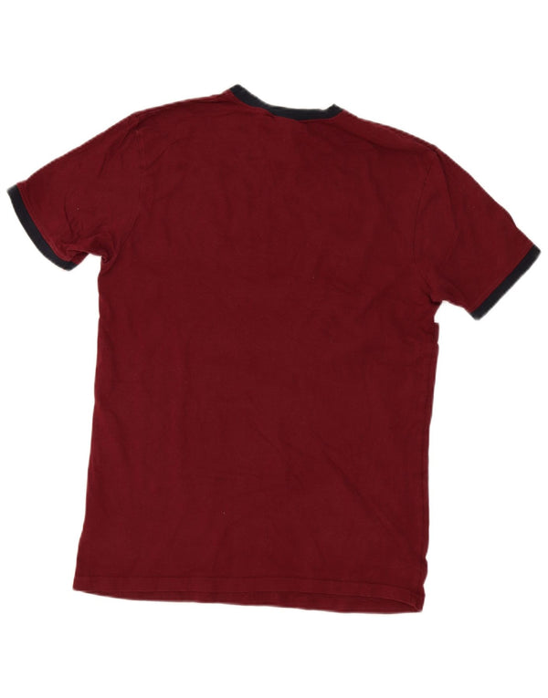 Ellesse Camiseta Masculina Top Pequeno Algodão Listrado Borgonha