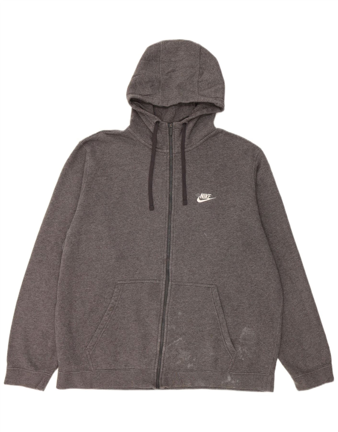 Nike Mens Zip Hoodie Sweater 2XL Grey Cotton