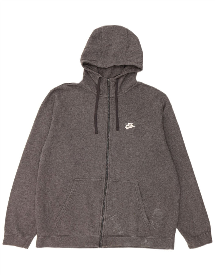 Nike Mens Zip Hoodie Sweater 2XL Grey Cotton