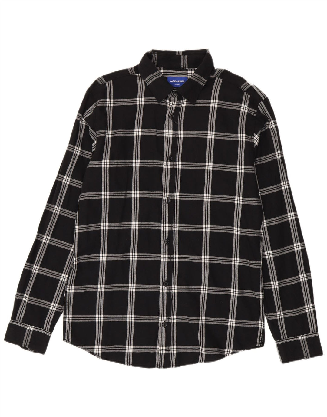 Męska koszula flanelowa Jack & Jones, duża, czarna, bawełniana w kratę